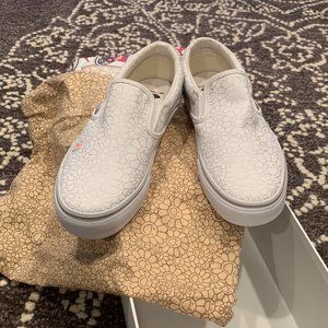 NIB VANS x TAKASHIPOM Classic Slip On LX (Flower) Silver Line Sneaker